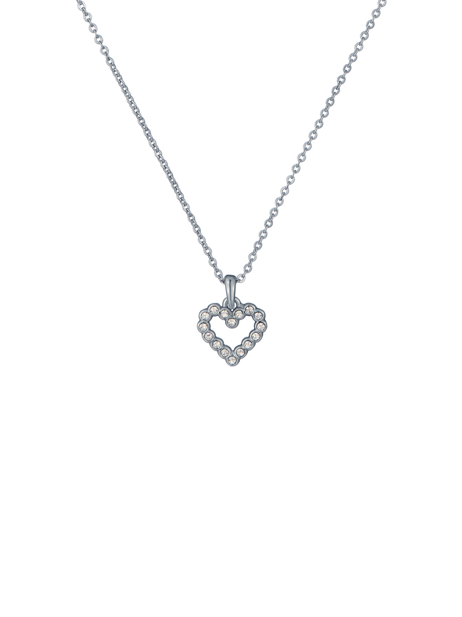 Women's Amore Silver Crystal Halo Heart Pendant Necklace
