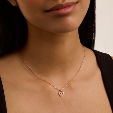 Women's Amore Rosegold Crystal Halo Heart Pendant Necklace
