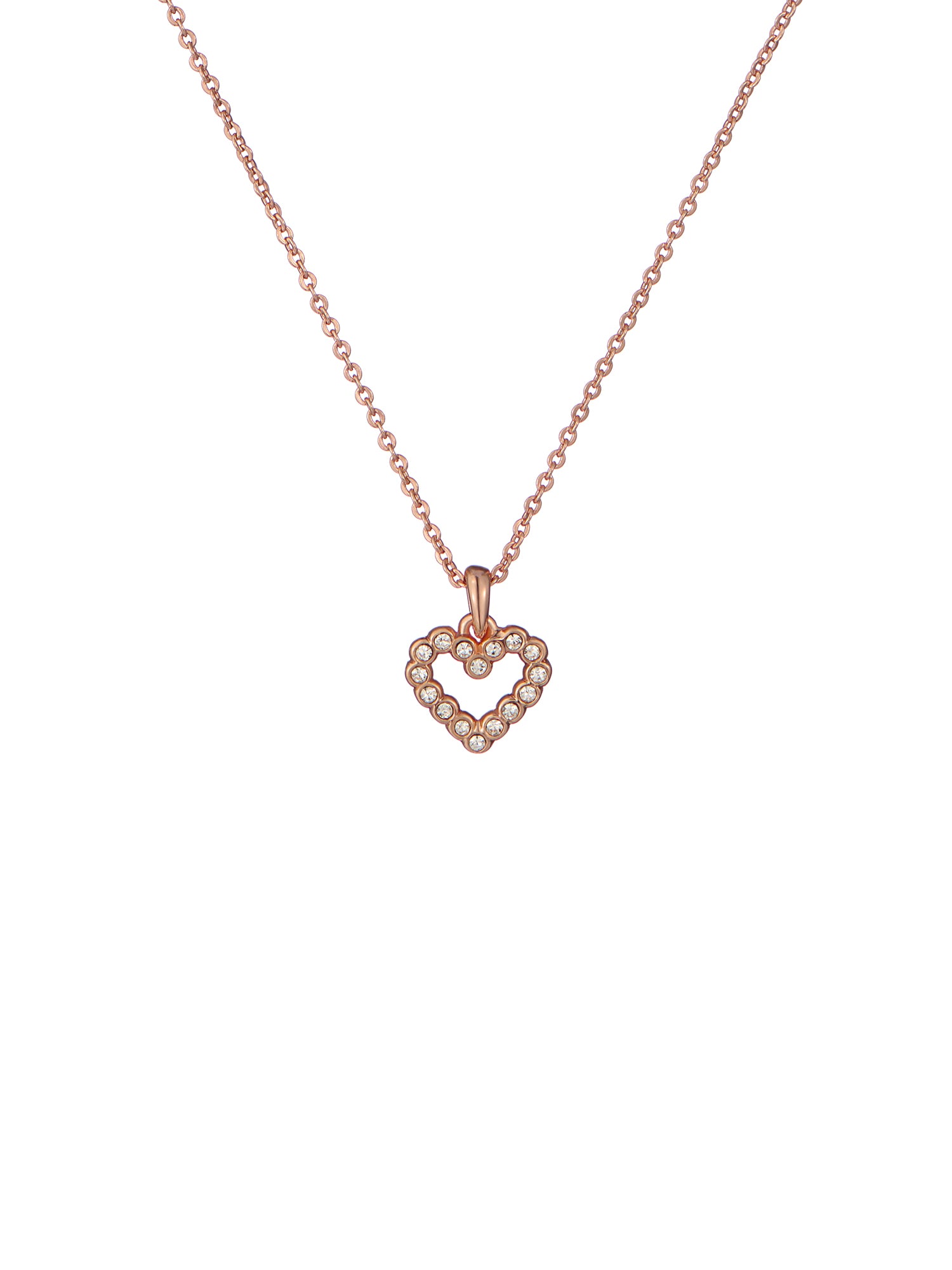 Women's Amore Rosegold Crystal Halo Heart Pendant Necklace