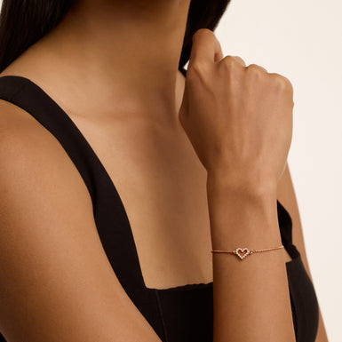 Women's Amorita Rosegold Crystal Halo Heart Adjustable Bracelet