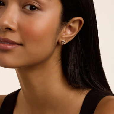 Women's Amorina Silver Crystal Halo Heart Stud Earrings