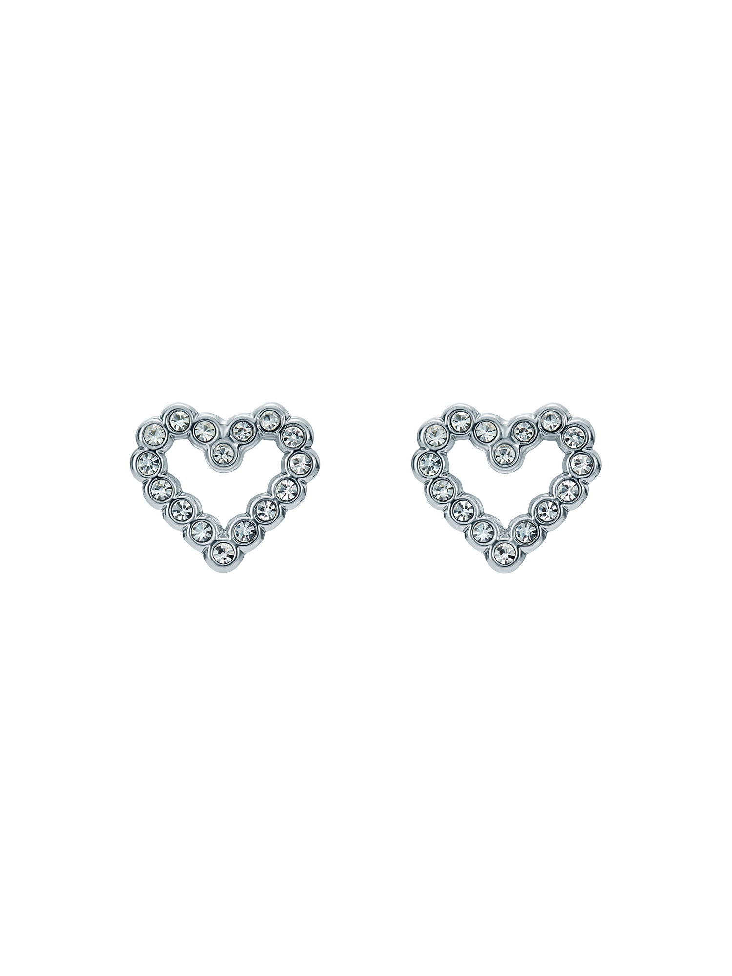 Women's Amorina Silver Crystal Halo Heart Stud Earrings