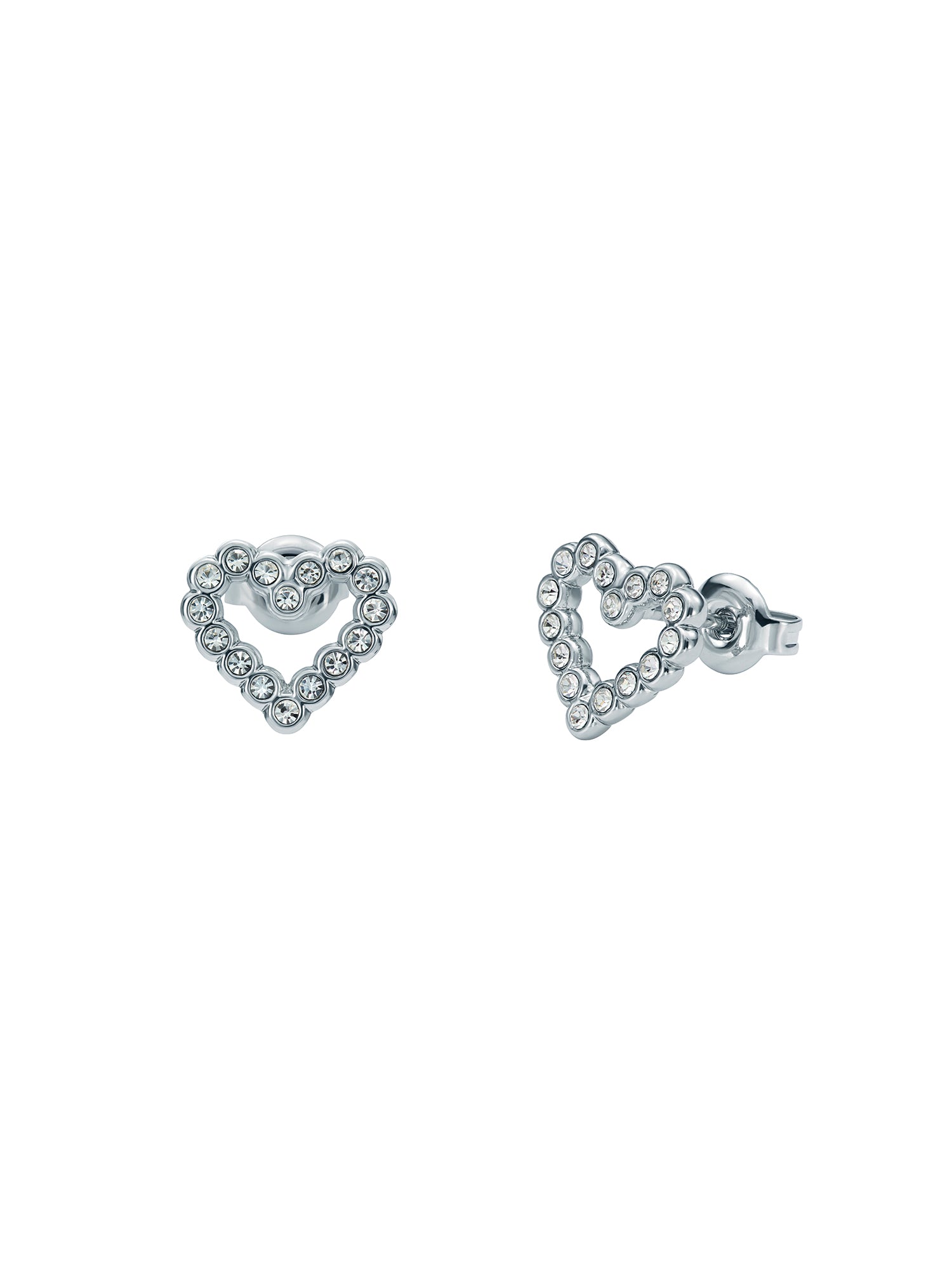 Women's Amorina Silver Crystal Halo Heart Stud Earrings