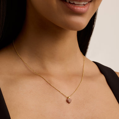 Women's Adorina Lt-Pink Crystal Sweetheart Pendant Necklace