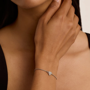 Women's Adoria Silver Crystal Sweetheart Adjustable Bracelet