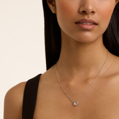 Women's Florita SilverCrystal Flower Pendant Necklace