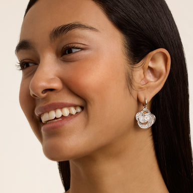 Women's Florence Silver Crystal Flower Huggie Earrings