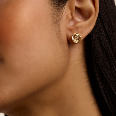 Women's Florine Gold Crystal Flower Stud Earrings