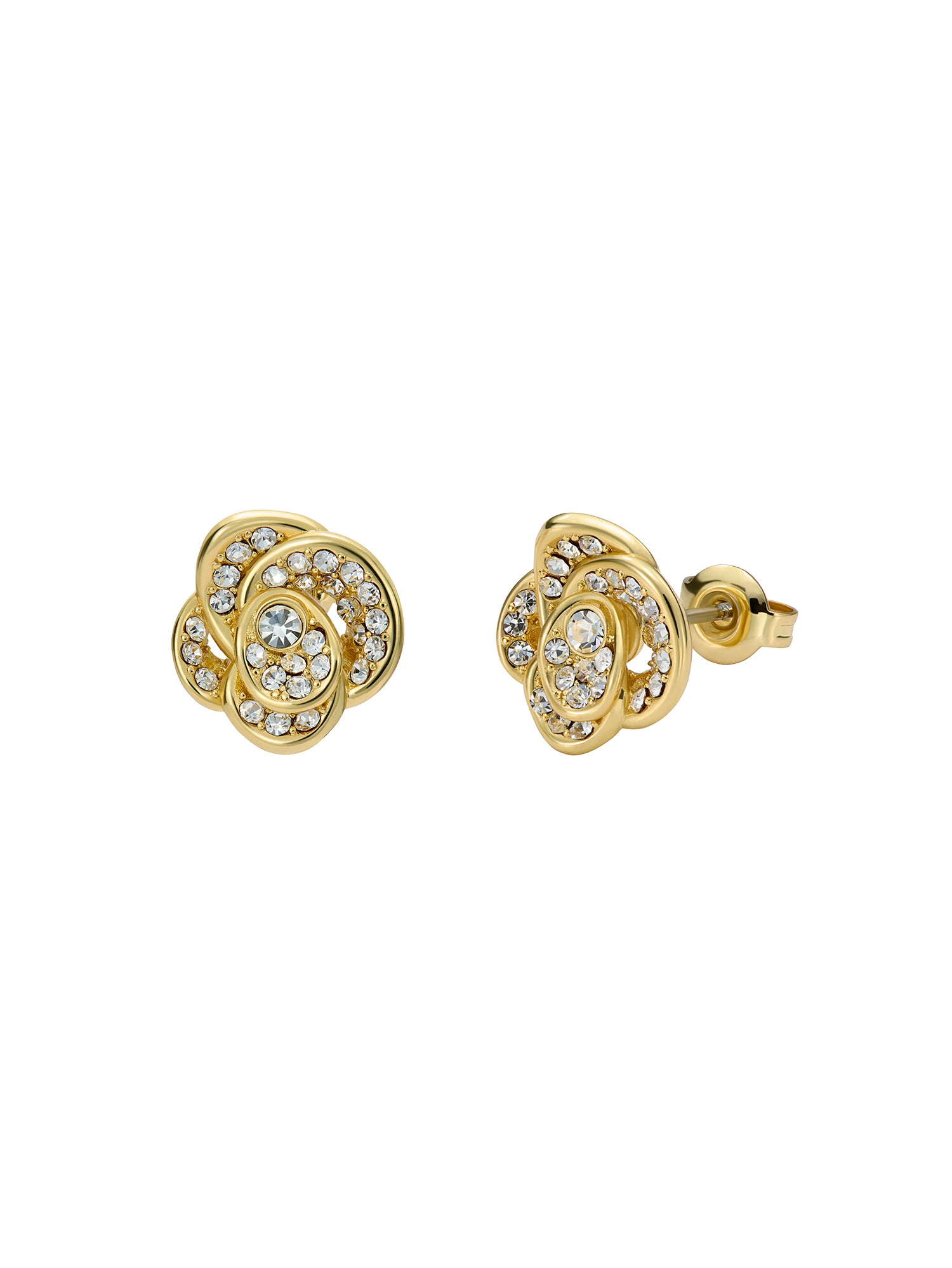 Women's Florine Gold Crystal Flower Stud Earrings