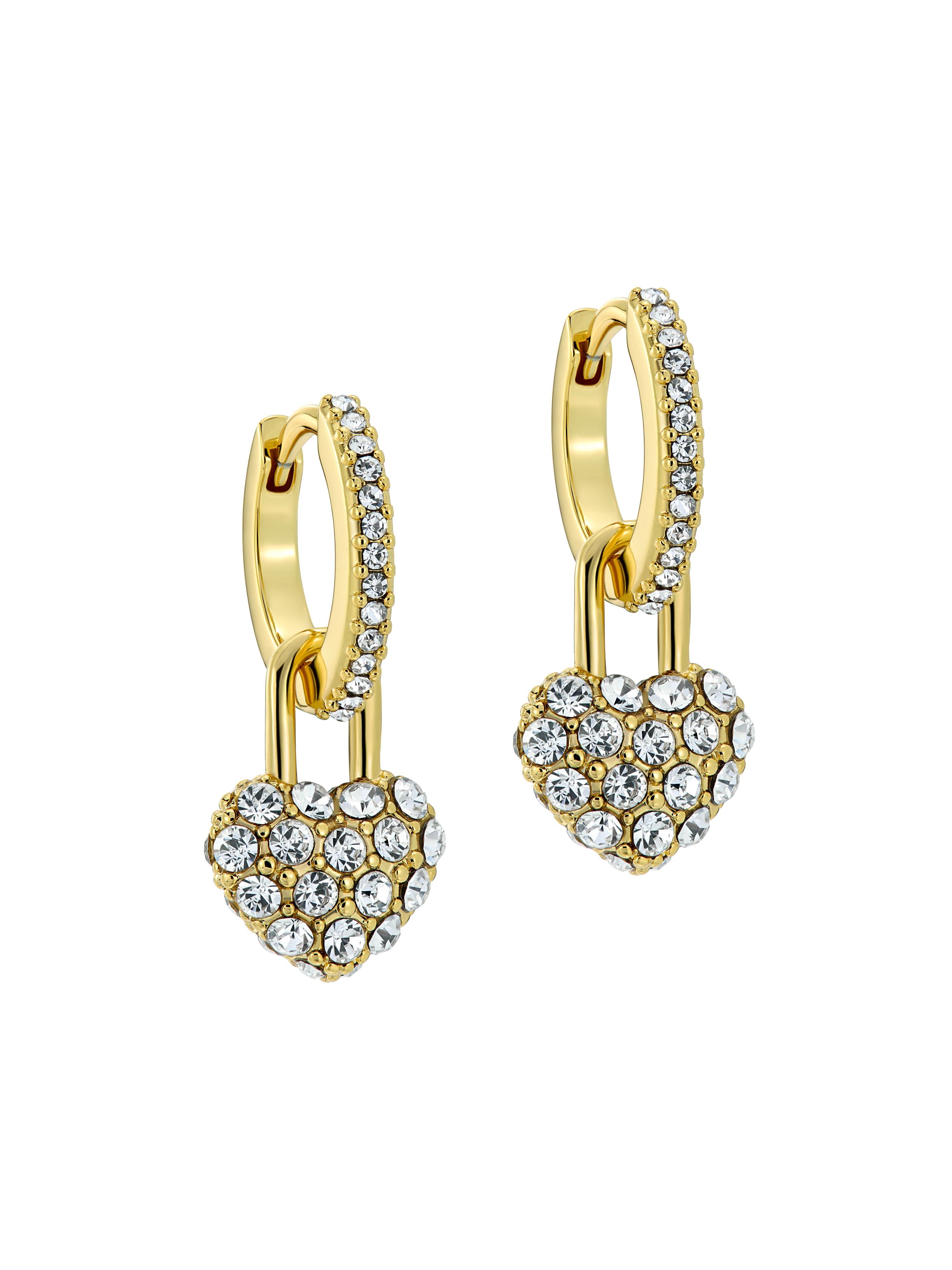 Women's PARI: Pave Crystal Padlock Huggie Earrings