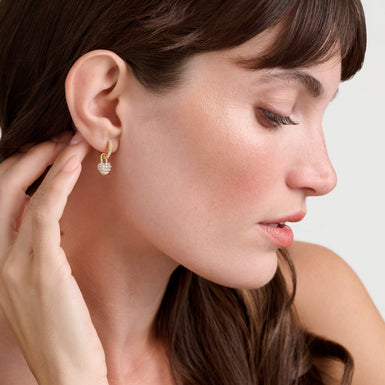 Women's PARI: Pave Crystal Padlock Huggie Earrings