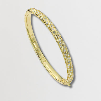 TORVI: Crystal Twist Hinged Bangle Bracelet
