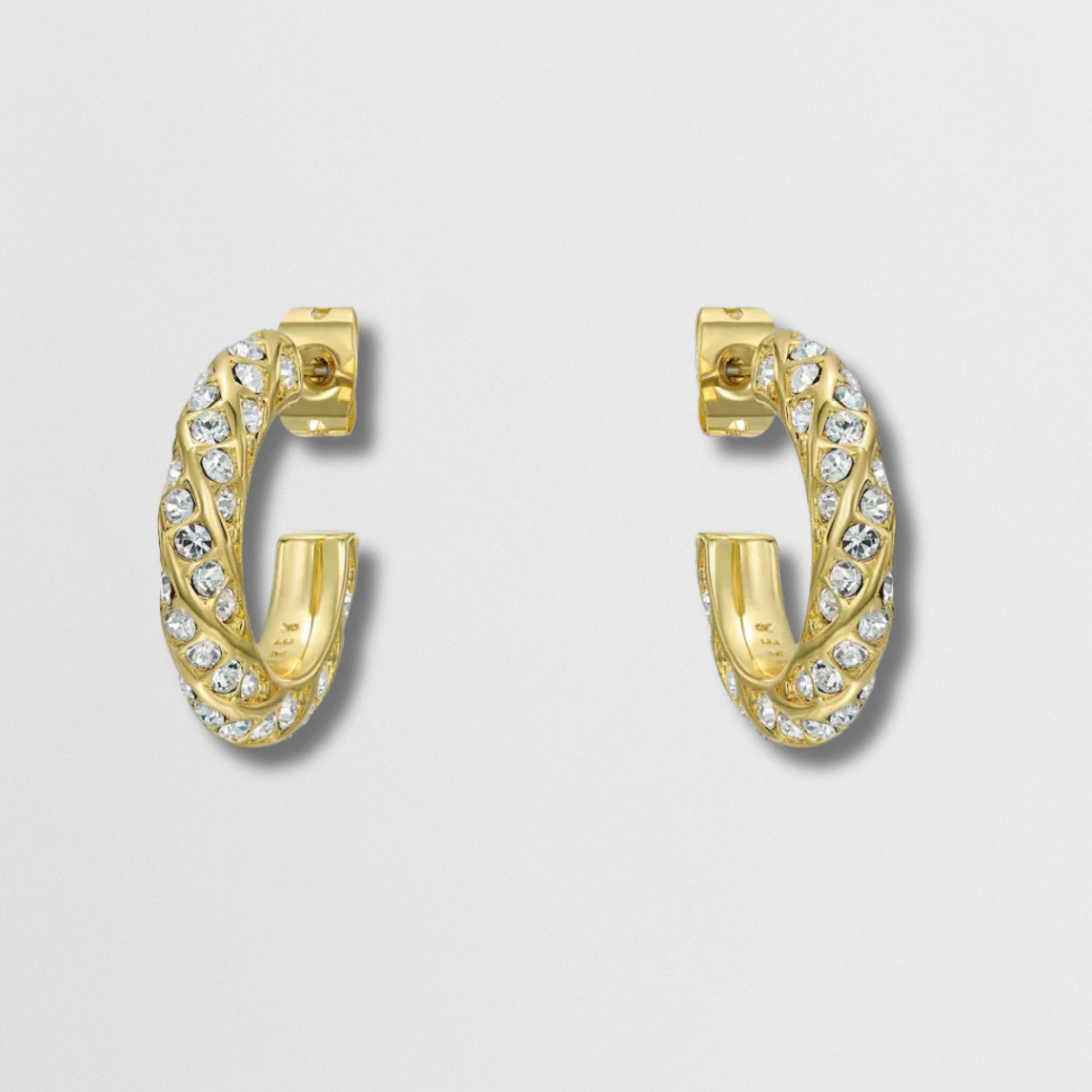 TONI: Crystal Twist Hoop Earrings Gold