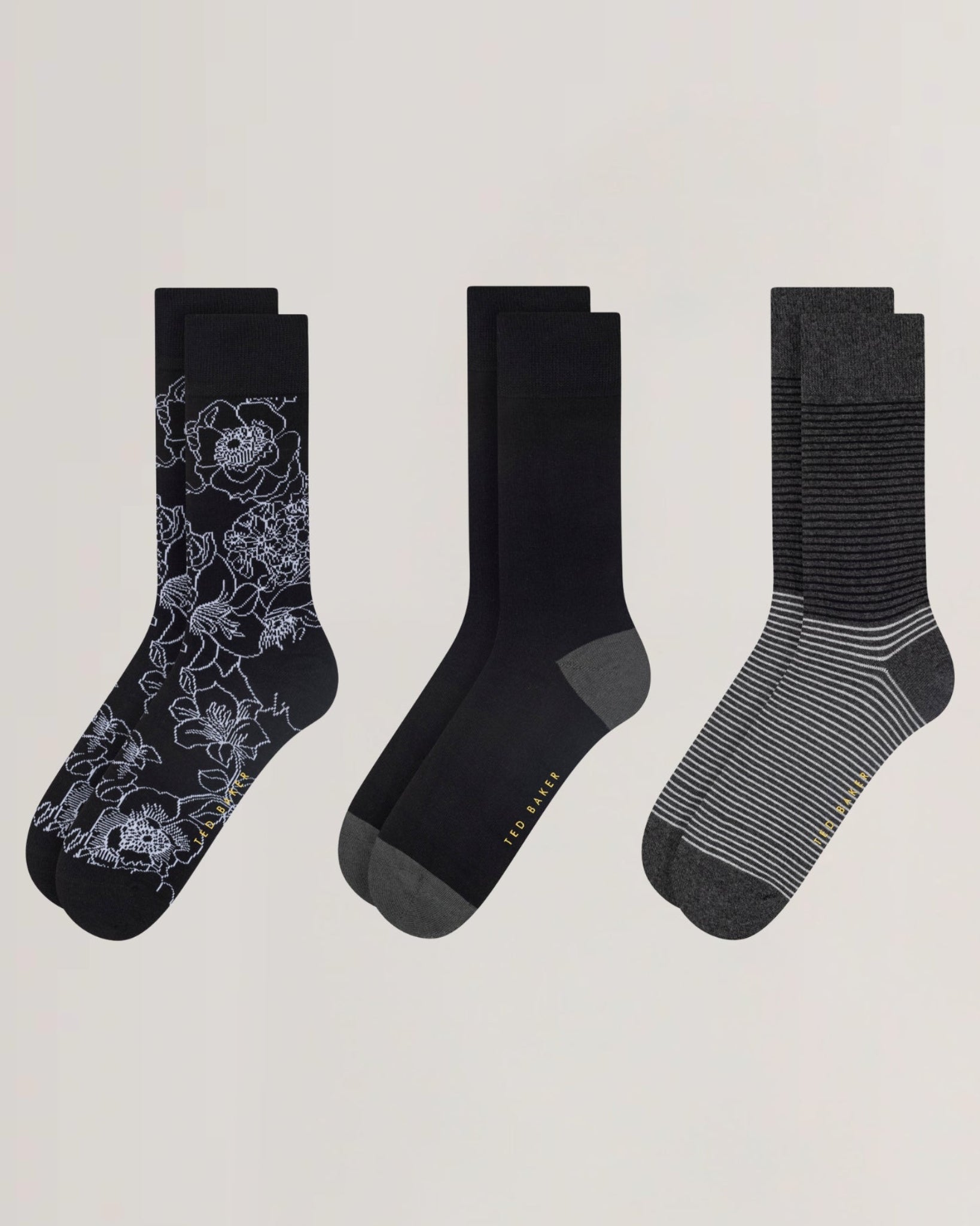 TERRYG: 3 Pack Cotton Socks Gift Set Black