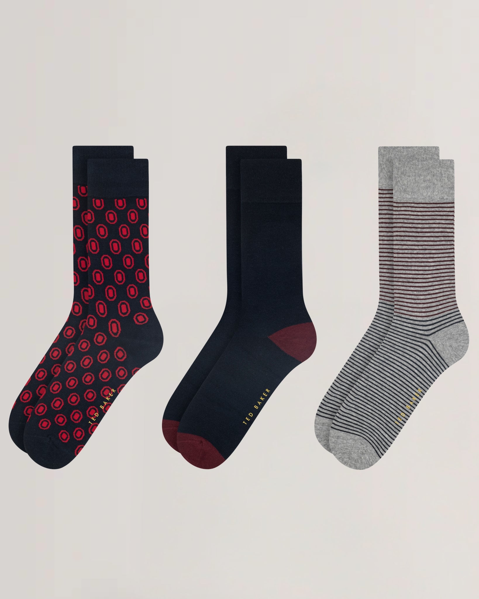 TERRYG: 3 Pack Cotton Socks Gift Set Red