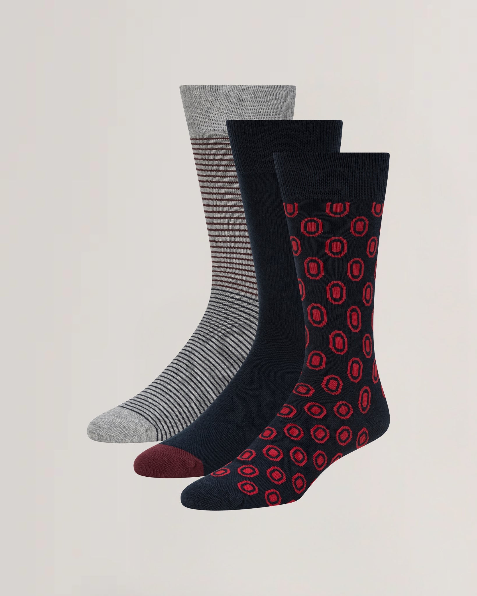 Mens TERRYG-3 PACK COTTON SOCKS GIFT SET Red