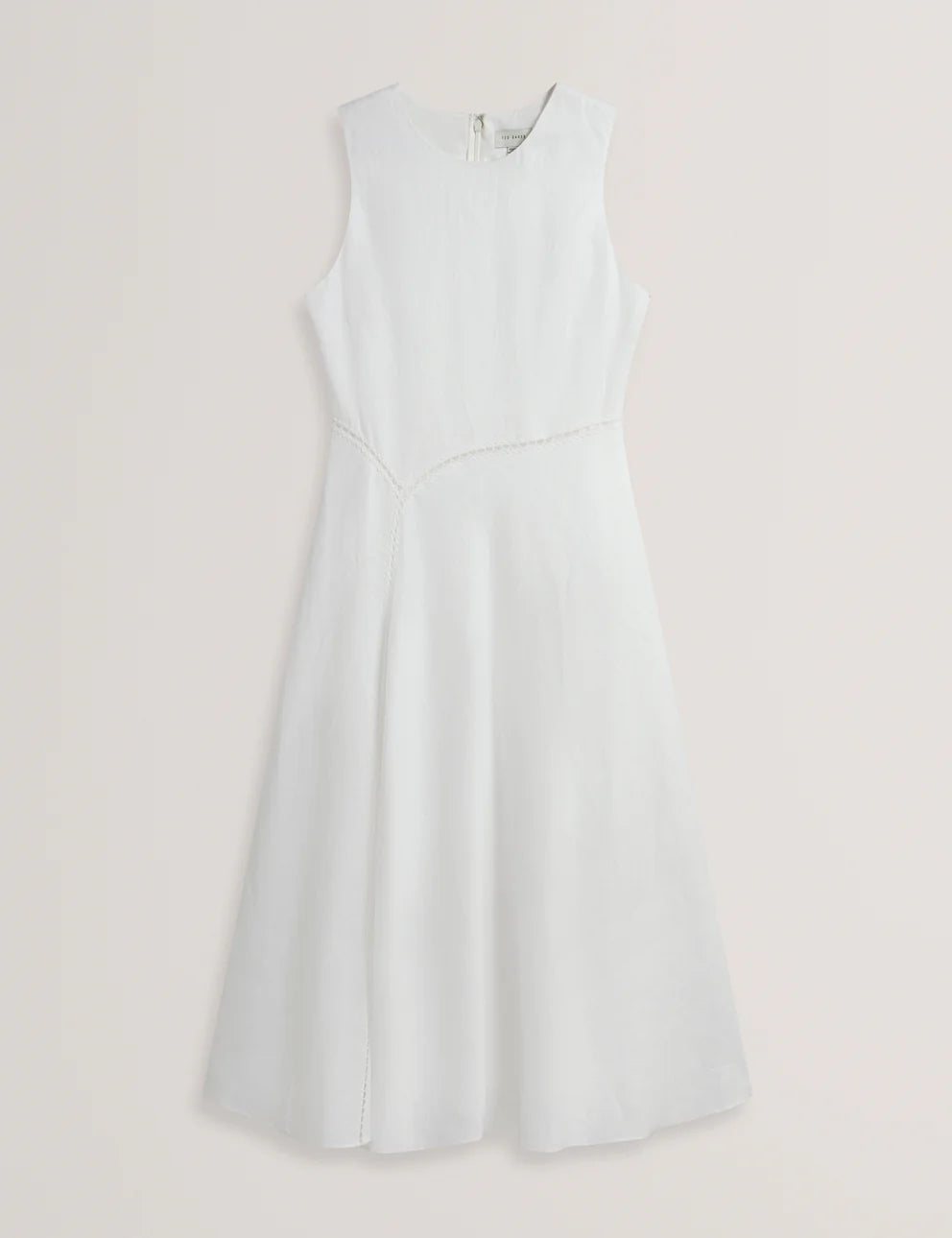 Women's ULIAA-Asymmetric Trim Detail Linen Midi Dress