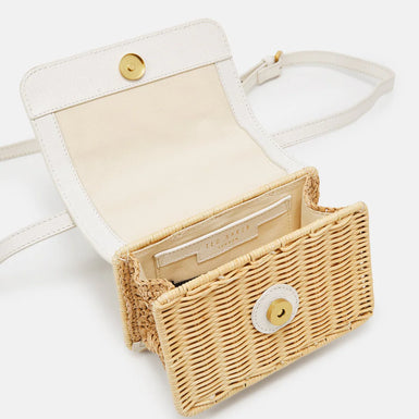 Women's REEGENT-Padlock Detail Rattan Xbody Bag Ecru