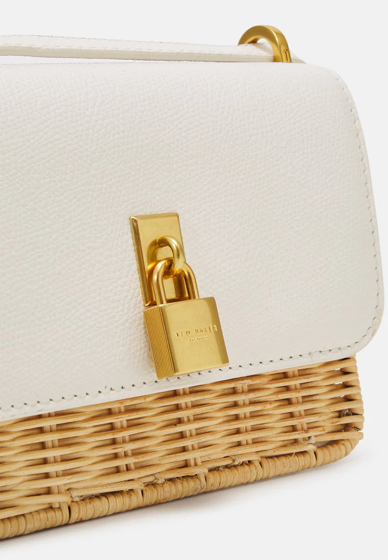 Women's REEGENT-Padlock Detail Rattan Xbody Bag Ecru
