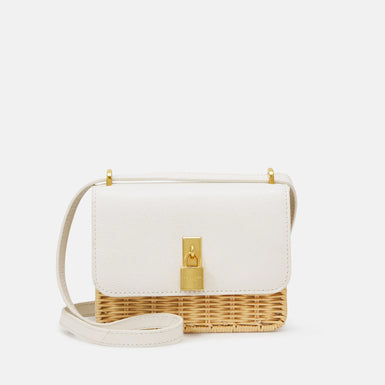 Women's REEGENT-Padlock Detail Rattan Xbody Bag Ecru