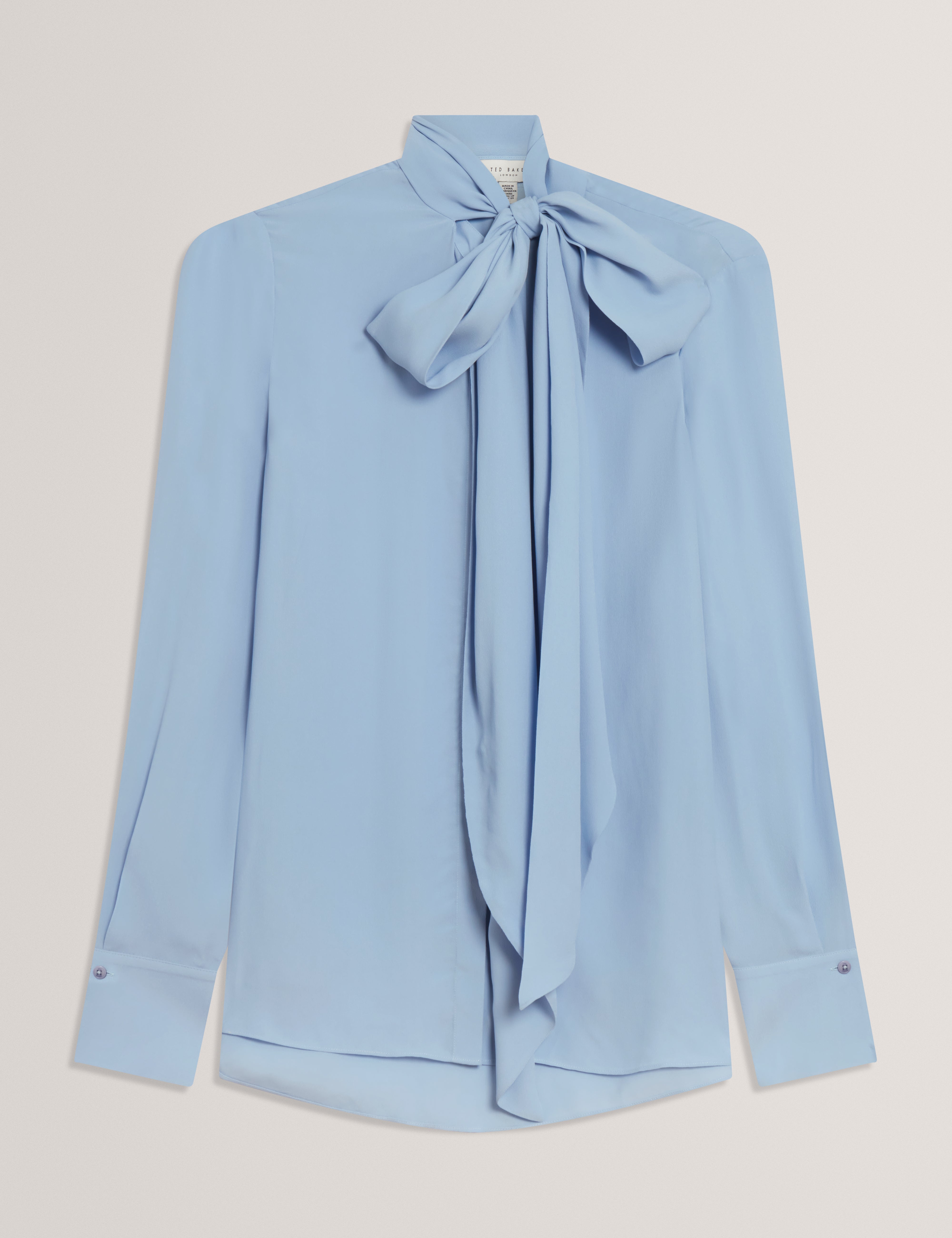 Women's ZAKIIA-Scarf Detail Long Sleeve Blouse Lt-Blue