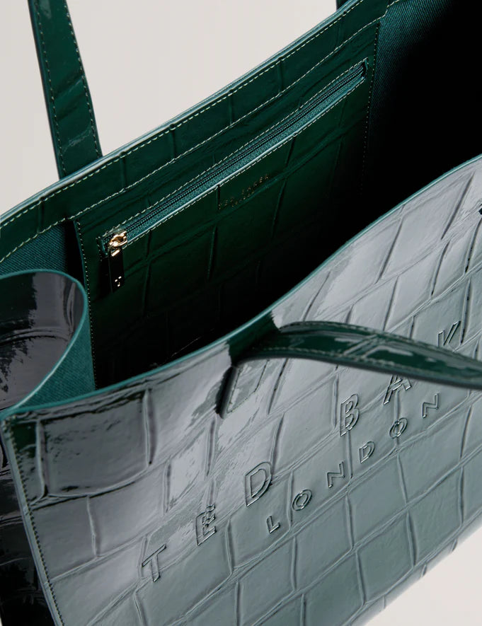 Women's Croccon-Croc Effect Large Icon Bag Mid-Green