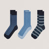 TERRYP: 3 Pack Cotton Crew Sock Blue