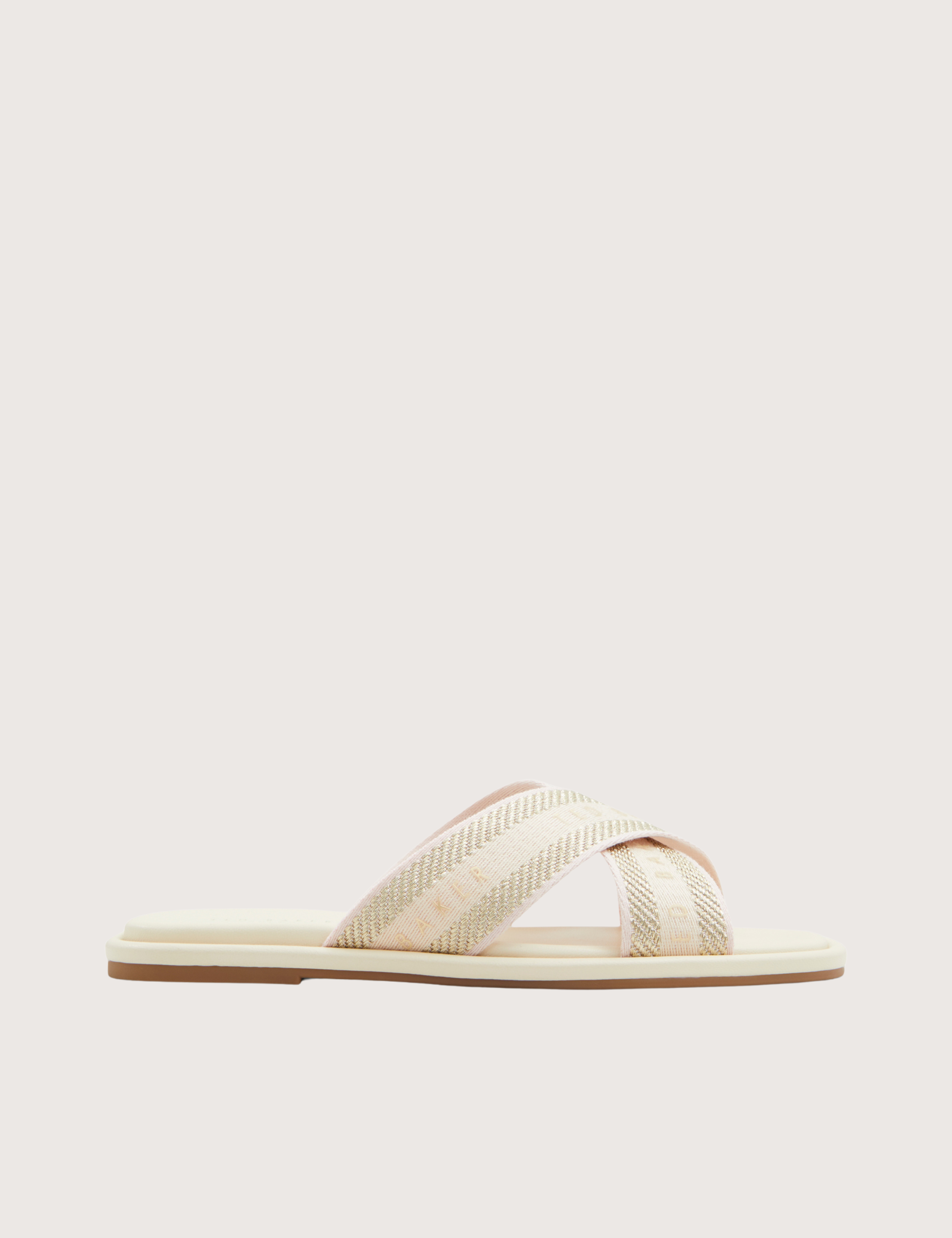 ASHIKA: Webbing Flat Sandal Ivory