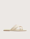 ASHIKA: Webbing Flat Sandal Ivory