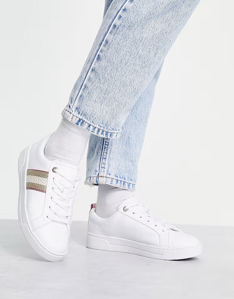 Women's Baily-Webbing Cup sole Trainer White-Gold