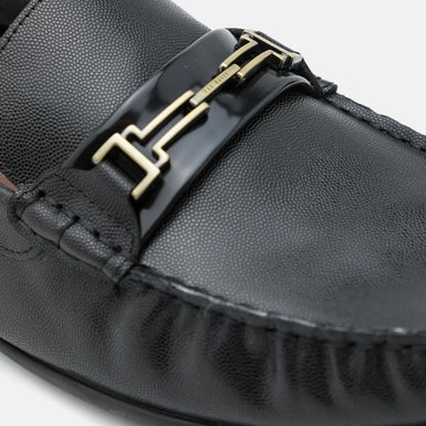 Men's HILDEN-Textured Leather Driving Shoe Black