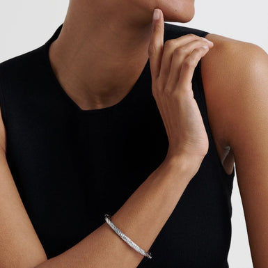 Torvi: Crystal Twist Hinged Bangle Bracelet