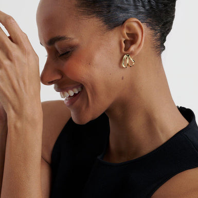 LEAH: Abstract Leaf Stud Earrings