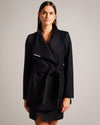 ROSESS: Short Belted Wool Wrap Coat