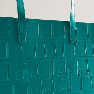 Women's Croccon-Croc Effect Large Icon Bag Teal-Blue