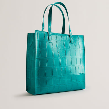 Women's Croccon-Croc Effect Large Icon Bag Teal-Blue