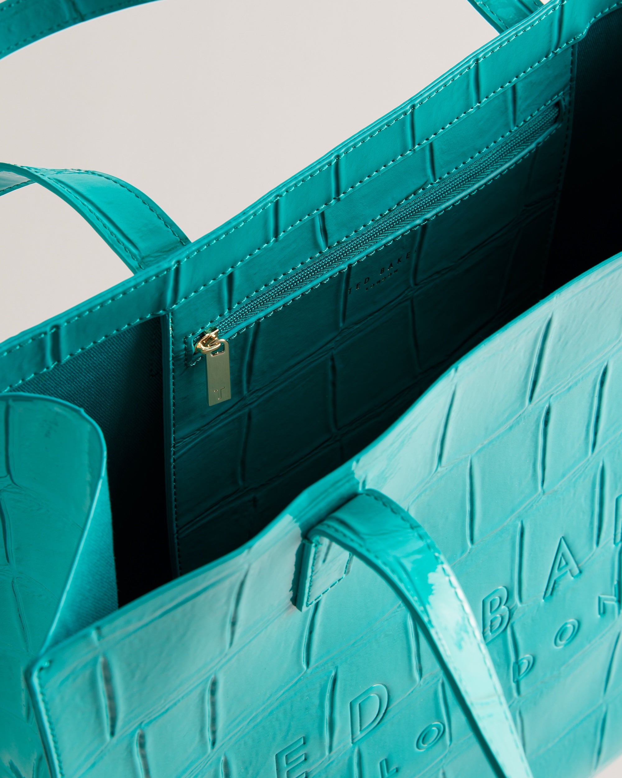 Women's Croccon-Croc Effect Large Icon Bag Teal-Blue