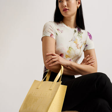 Women's Reptcon-Croc Effect Small Icon Bag Lt-Yellow
