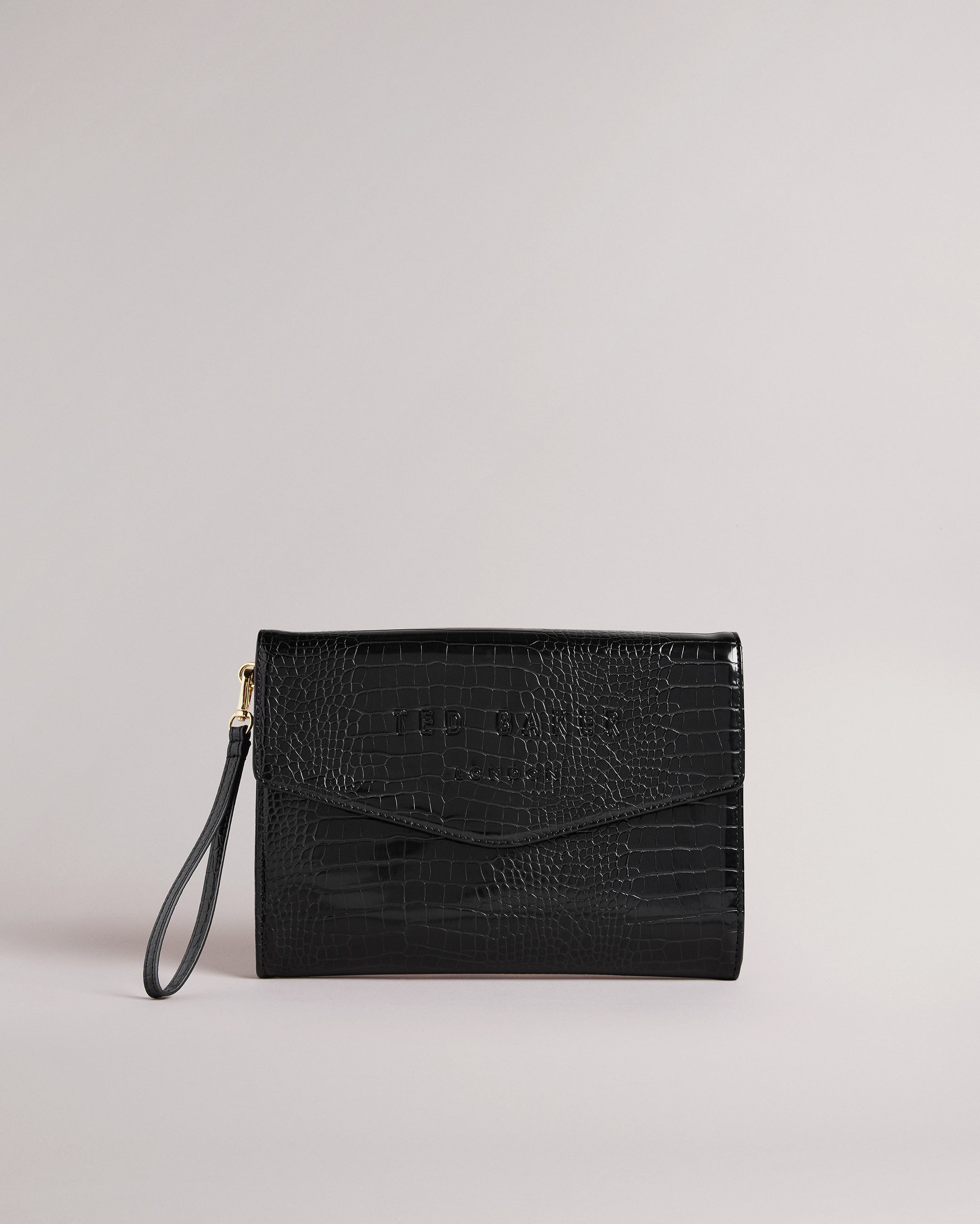 Women's Crocey-Croc Effect Envelope Pouch Black