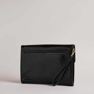 Women's Crocey-Croc Effect Envelope Pouch Black