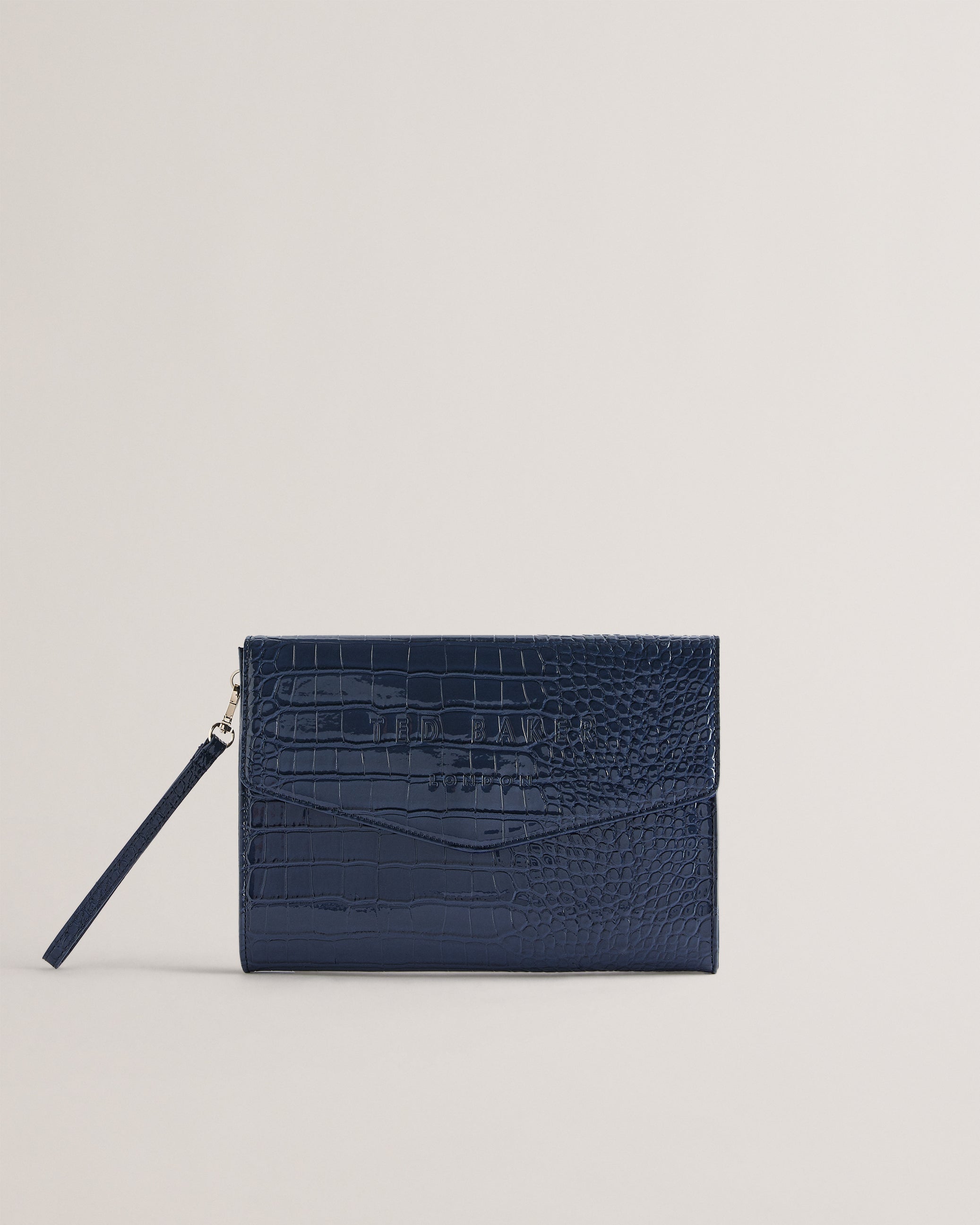 Women's Crocey-Croc Effect Envelope Pouch Dk-Blue