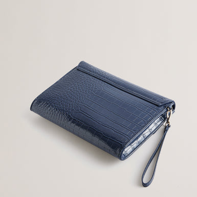 Women's Crocey-Croc Effect Envelope Pouch Dk-Blue