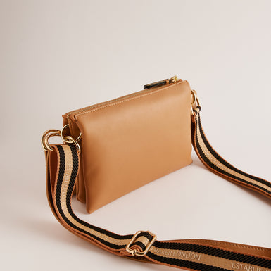 Women's Darceyy-Branded Webbing Leather Crossbody Taupe