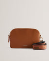 Women's Darcelo-Branded Webbing Leather Camera Bag Brn-Choc