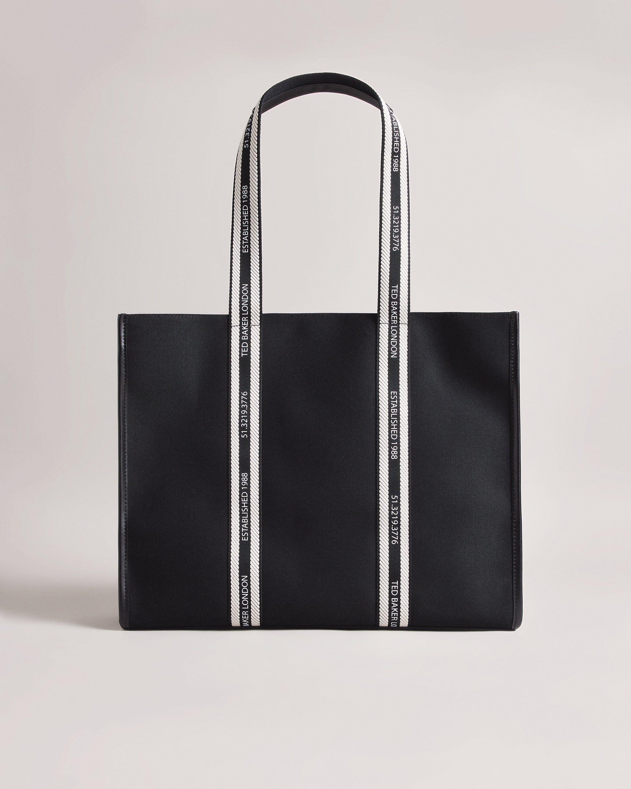 Women's Georjey-Branded Webbing Canvas Tote Black