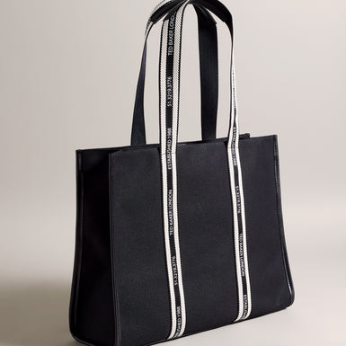 Women's Georjey-Branded Webbing Canvas Tote Black