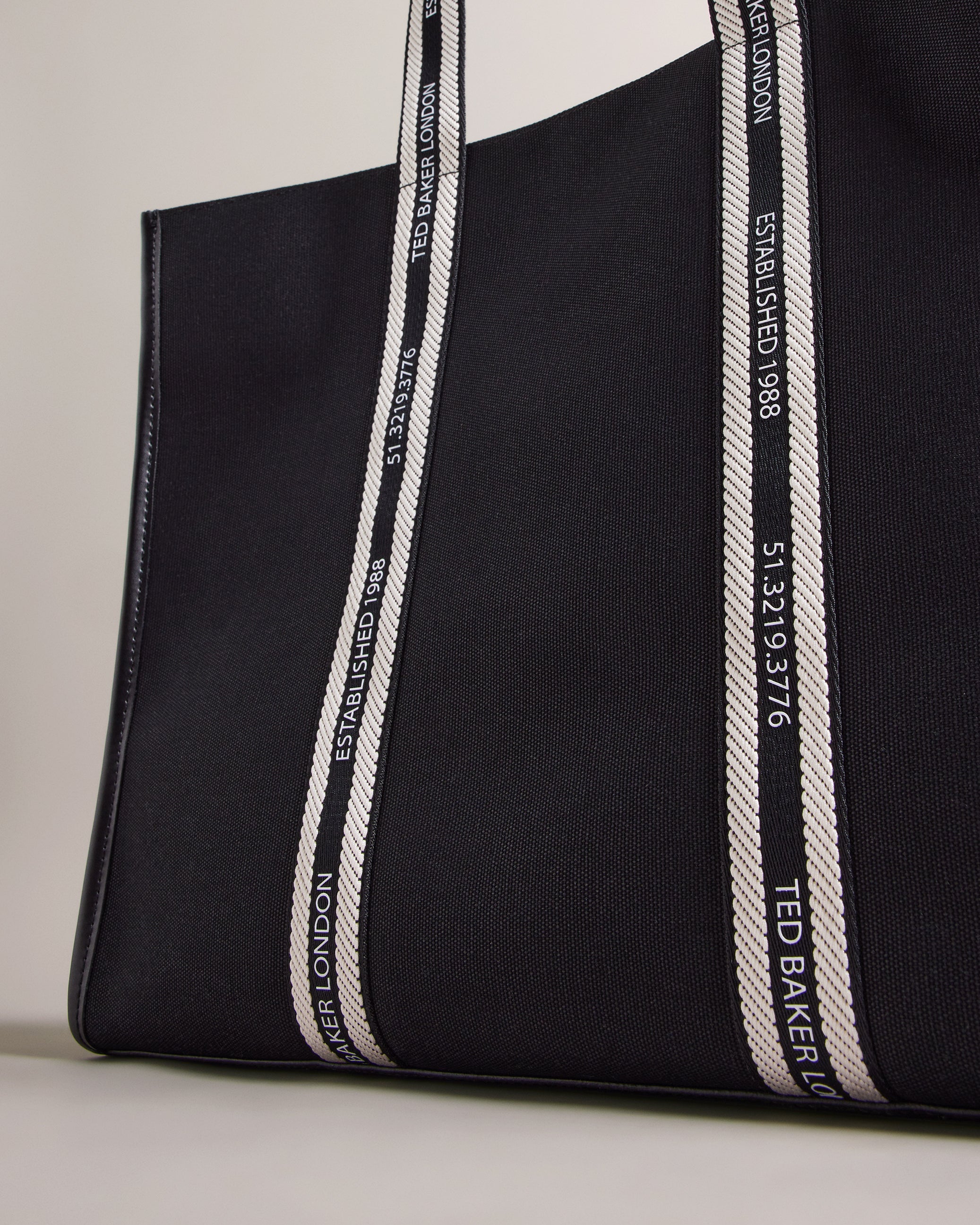 Women's Georjey-Branded Webbing Canvas Tote Black