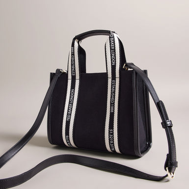 Women's Georjea-Branded Webbing Canvas Small Tote Black