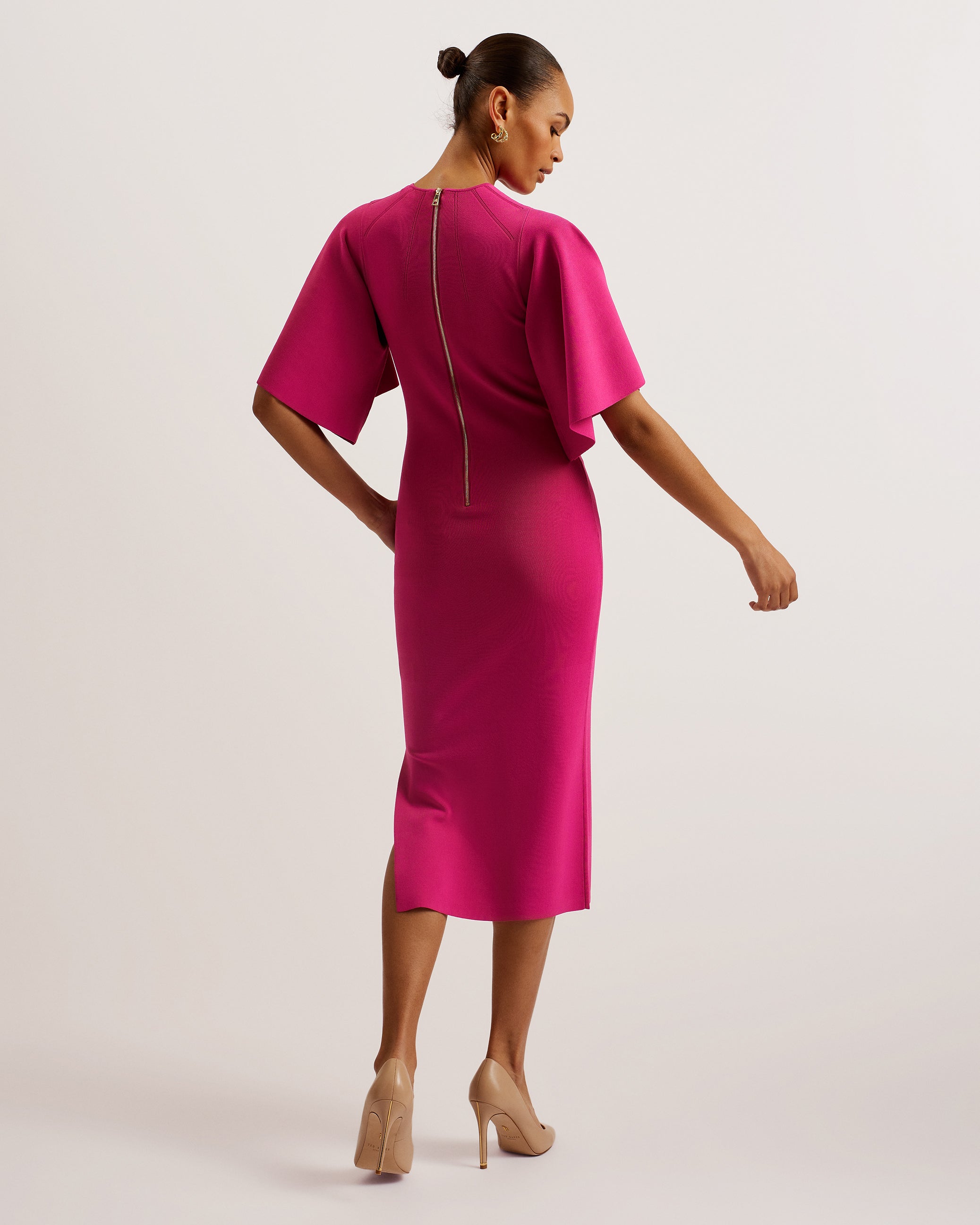 ted baker lounia fluted sleeve bodycon midi dress Ted Baker LOUNIA Shift Dress Mid Blue Size 1 at Amazon Women's Clothing store