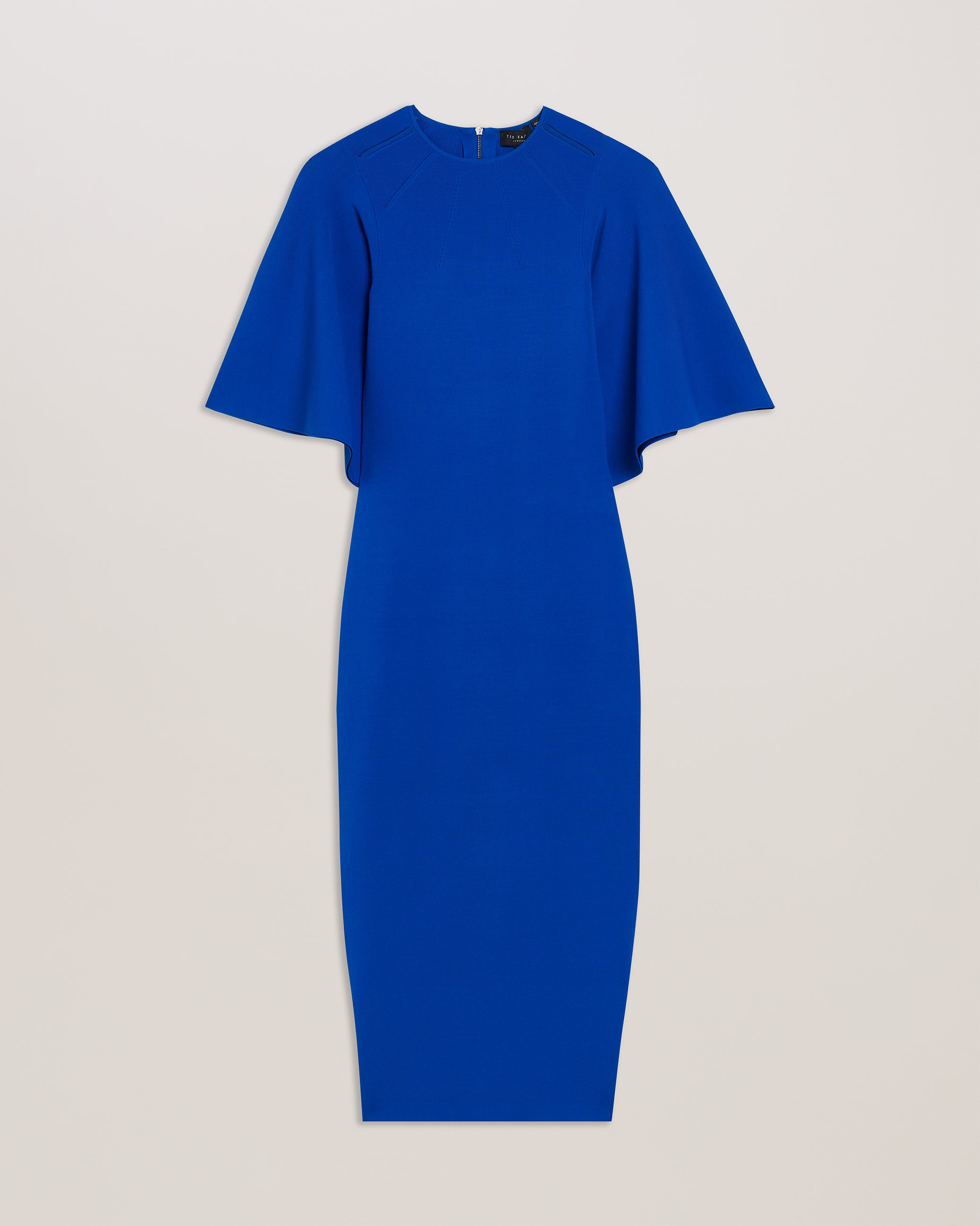 Women's Lounia-Fluted Sleeve Knit Bodycon Midi Dress Mid-Blue